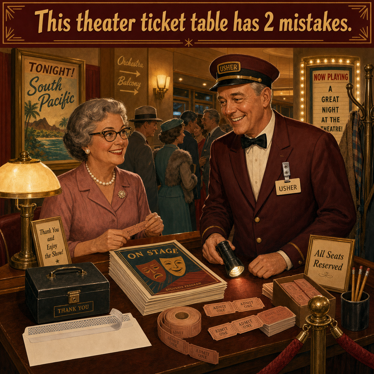 Two Mistakes at This Theater Ticket Table: Answer