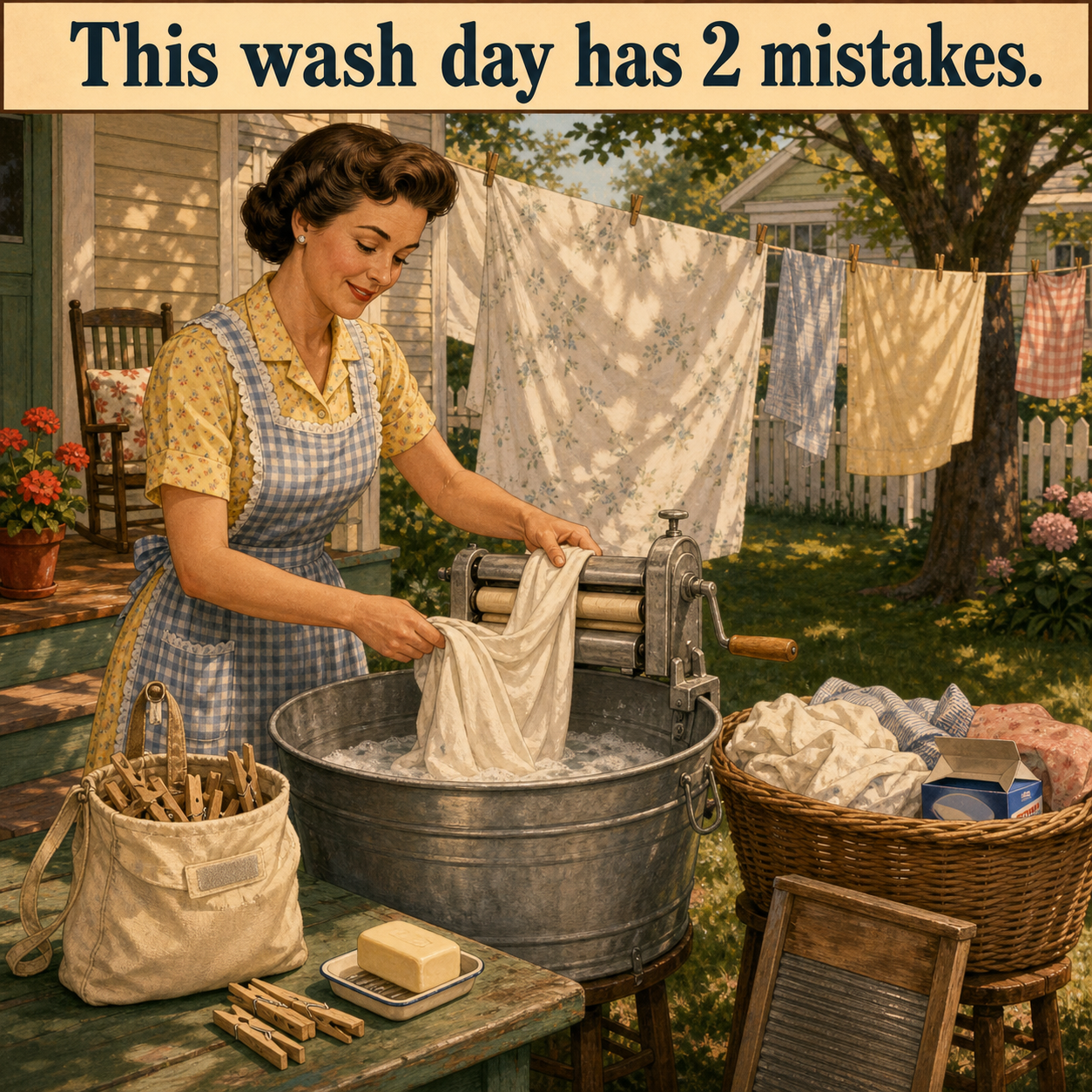 Two Mistakes in This Backyard Wash Day: Answer