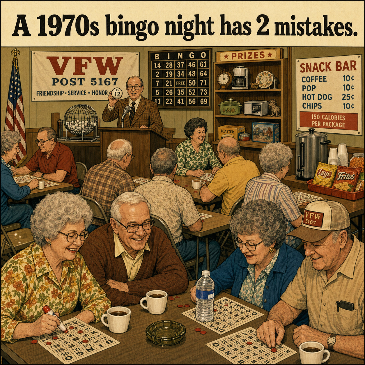 Two Mistakes at This 1970s Bingo Night: Answer