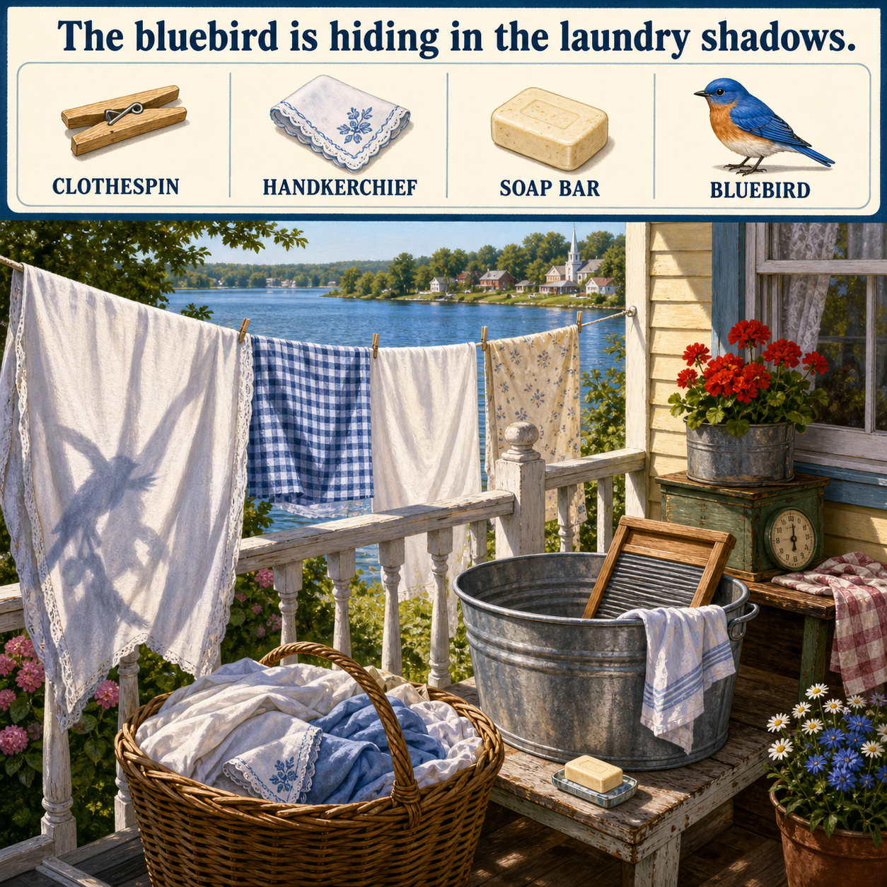 Answer: Four Hidden Objects on the Laundry Porch