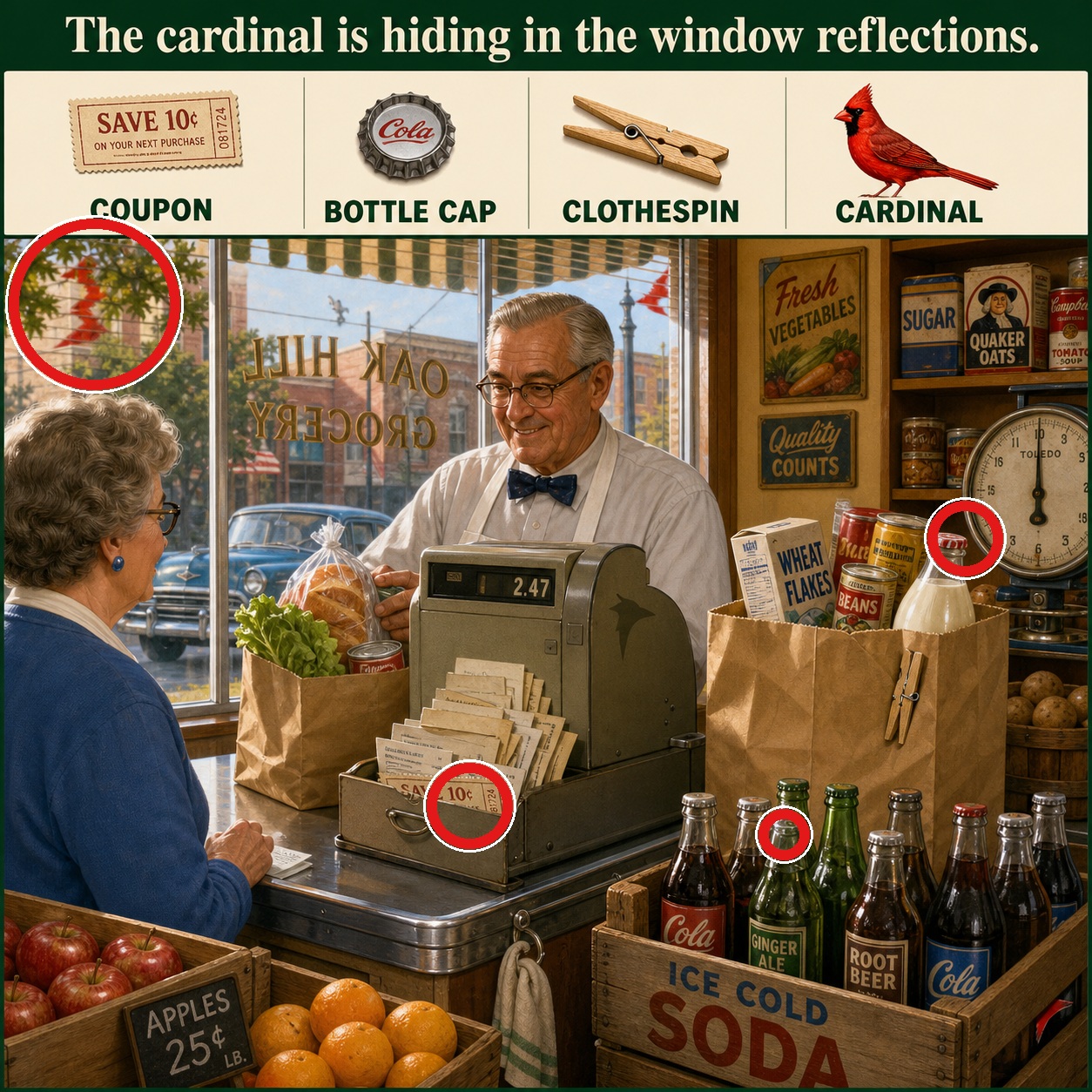 Answer: Four Hidden Objects at the Corner Grocery Checkout answer image