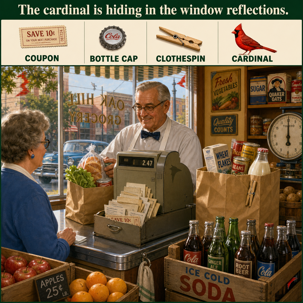 Answer: Four Hidden Objects at the Corner Grocery Checkout