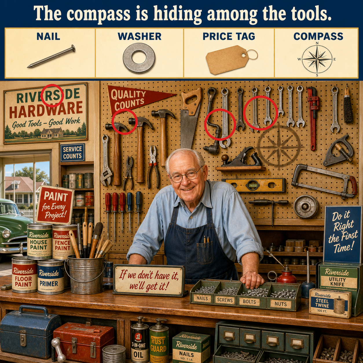 Answer: The Compass in the Hardware Store Puzzle answer image