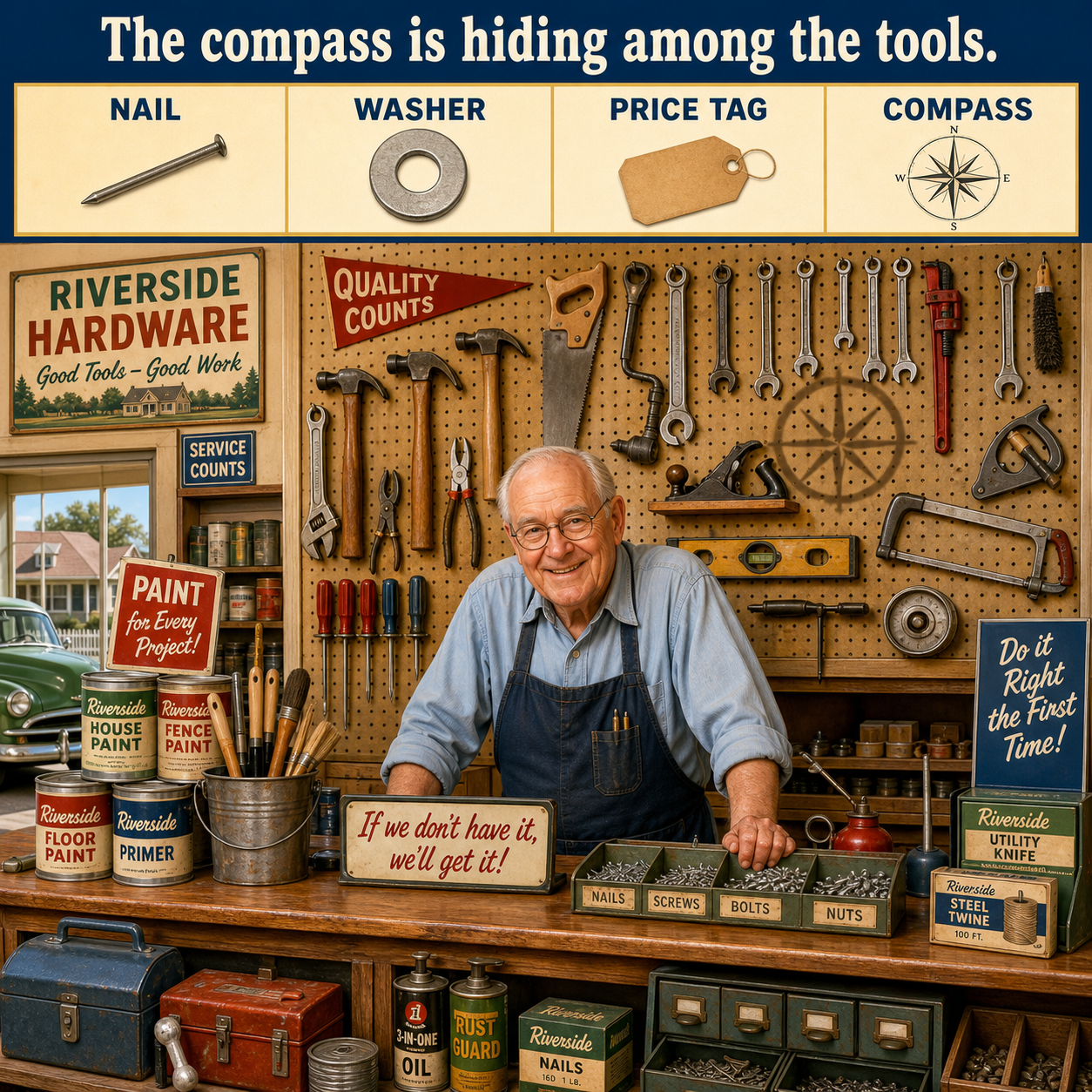 Answer: The Compass in the Hardware Store Puzzle