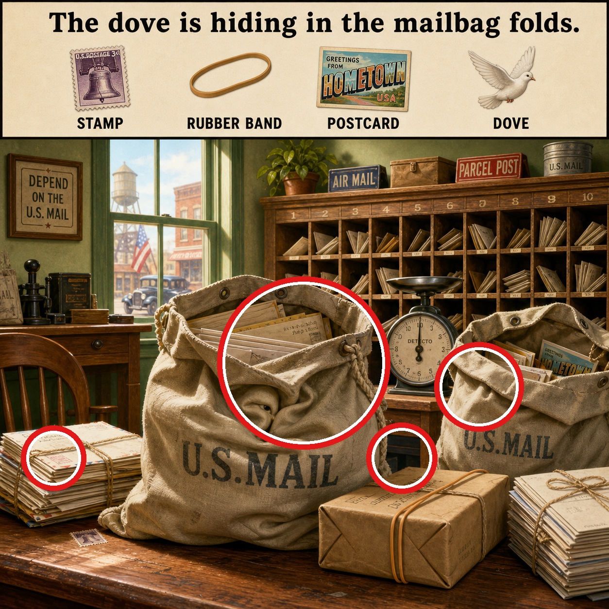Answer: Four Hidden Objects in the Post Office answer image
