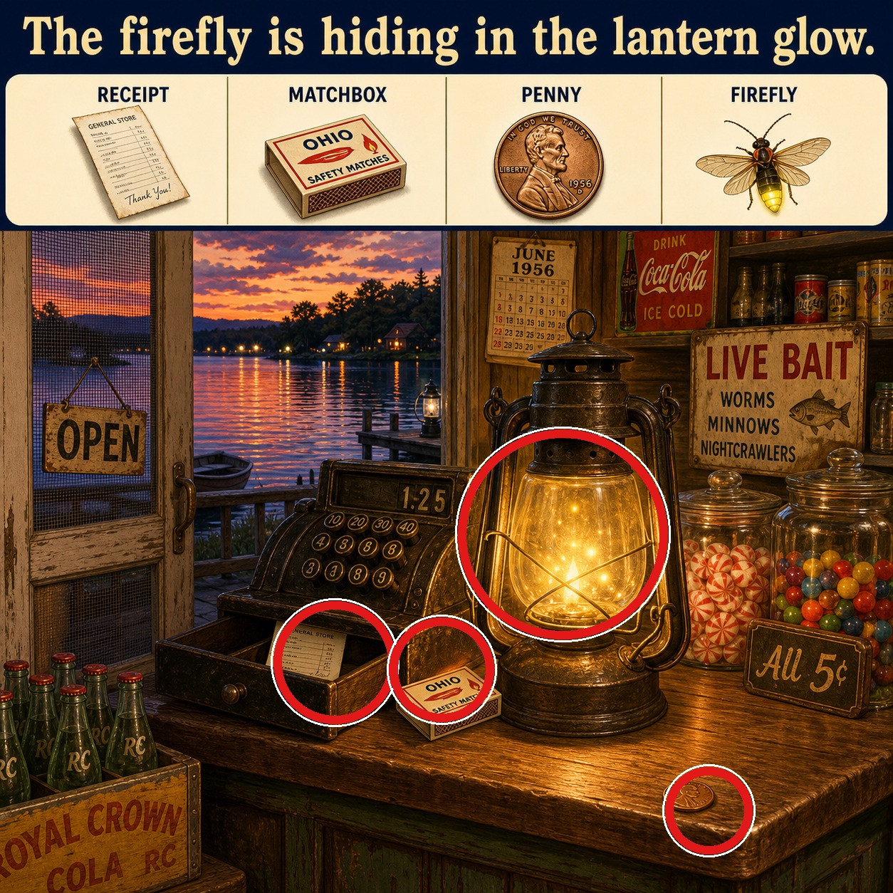 Answer: Four Hidden Objects in the General Store Window answer image