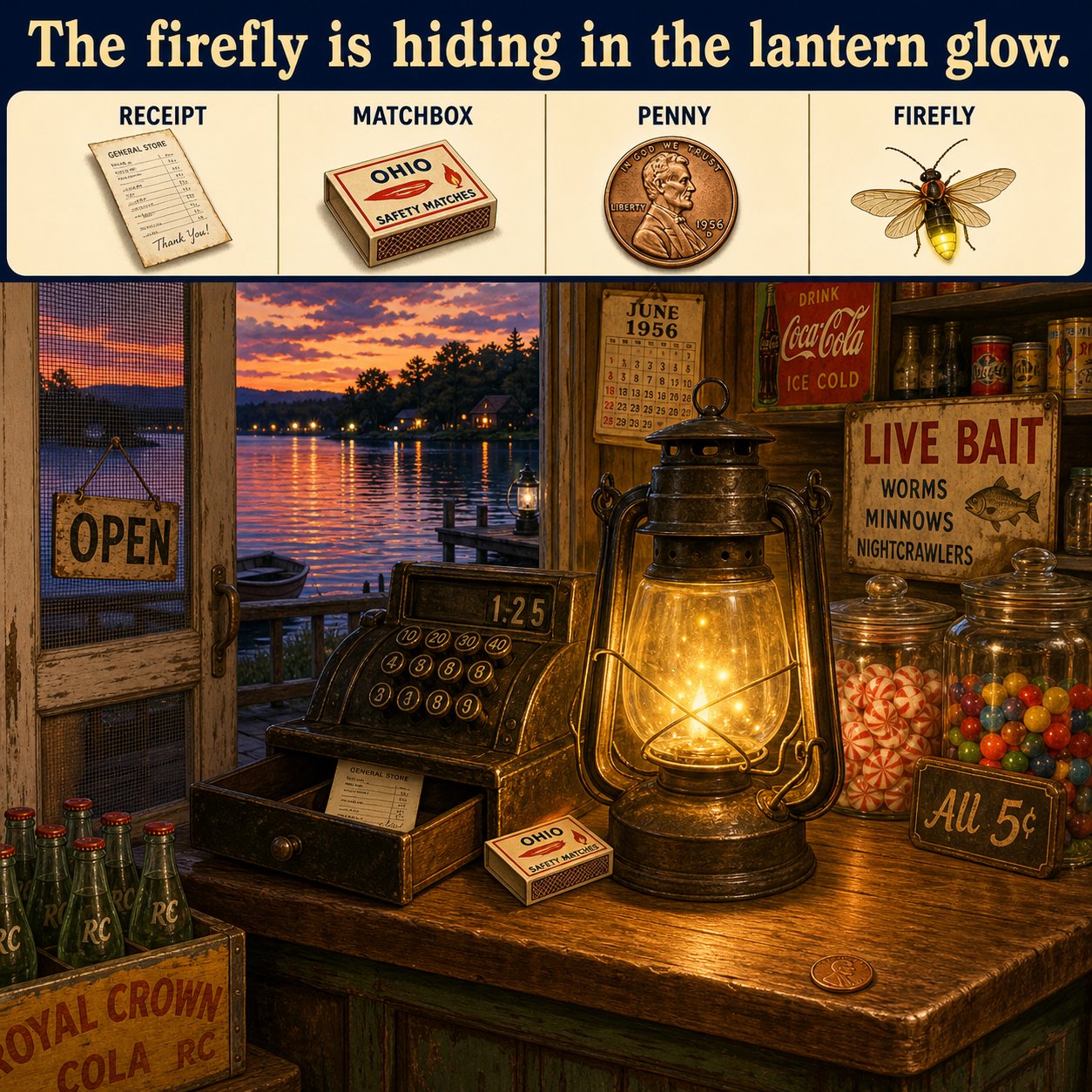 Answer: Four Hidden Objects in the General Store Window