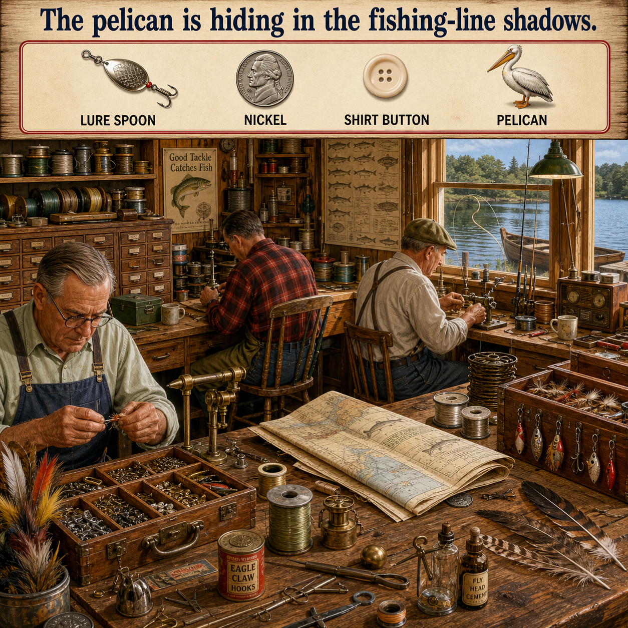 Answer: Four Hidden Objects at the Lakeside Bait Workshop