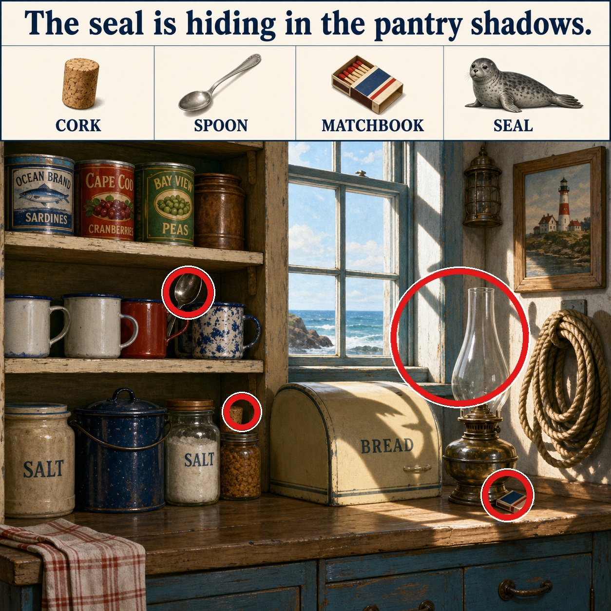 Answer: Four Hidden Objects in the Lighthouse Pantry answer image