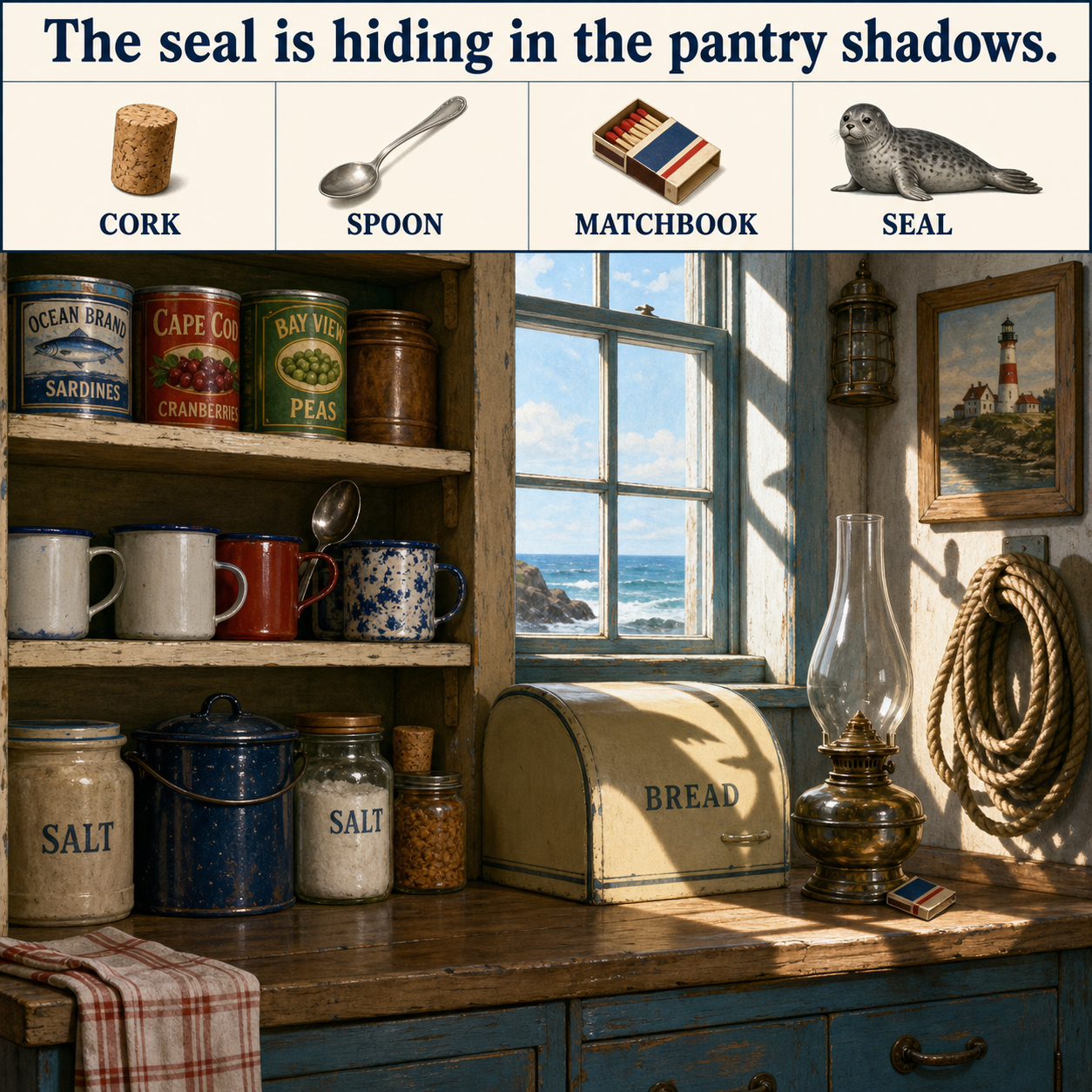 Answer: Four Hidden Objects in the Lighthouse Pantry