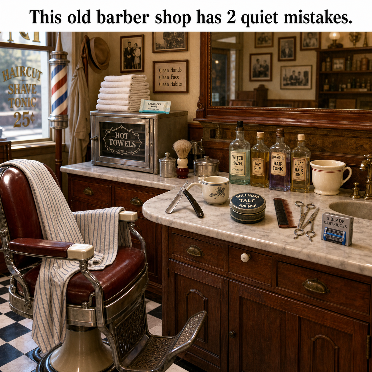 Answer: Two Modern Details in the Old Barber Shop