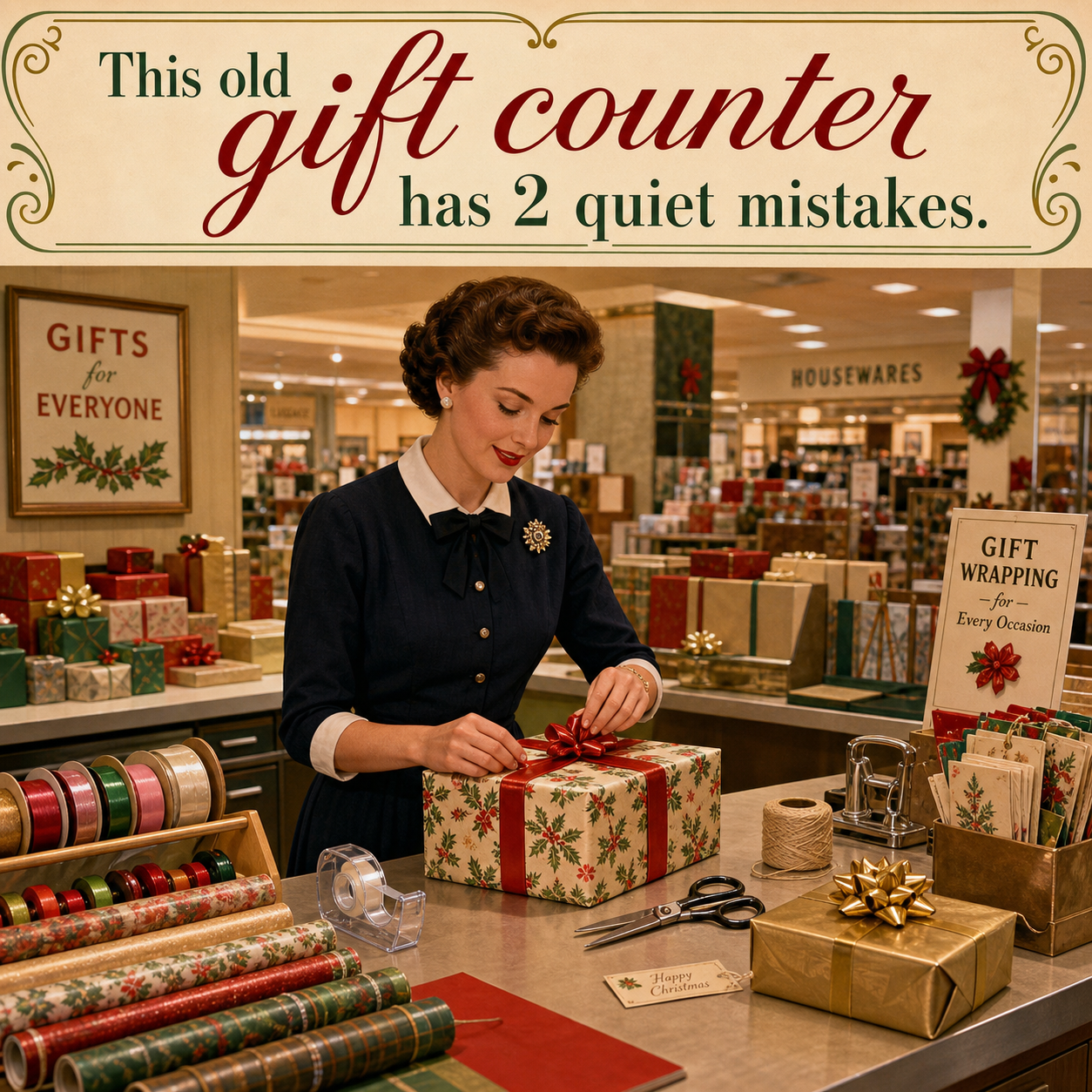 Answer: Two Modern Details at the Department Store Gift Wrap Counter