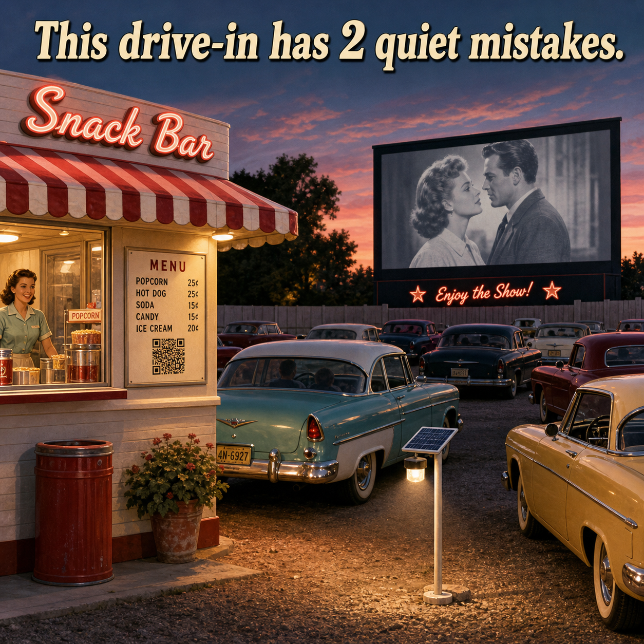 Answer: Two Drive-In Movie Mistakes