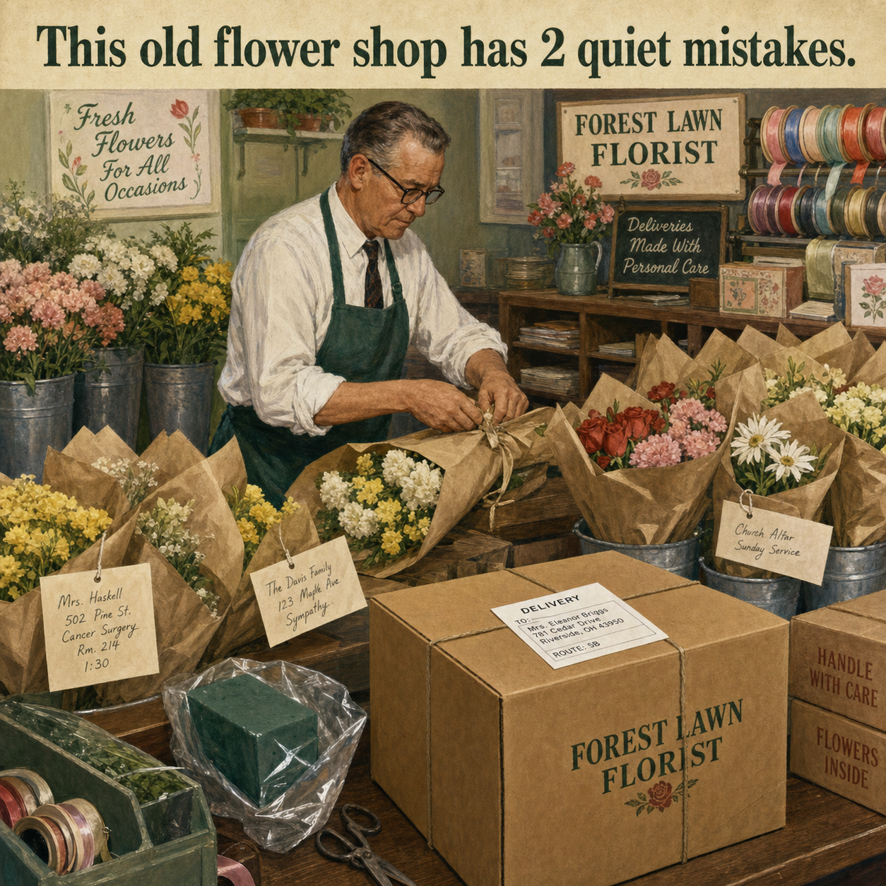 Answer: Two Mistakes in the Old Flower Shop