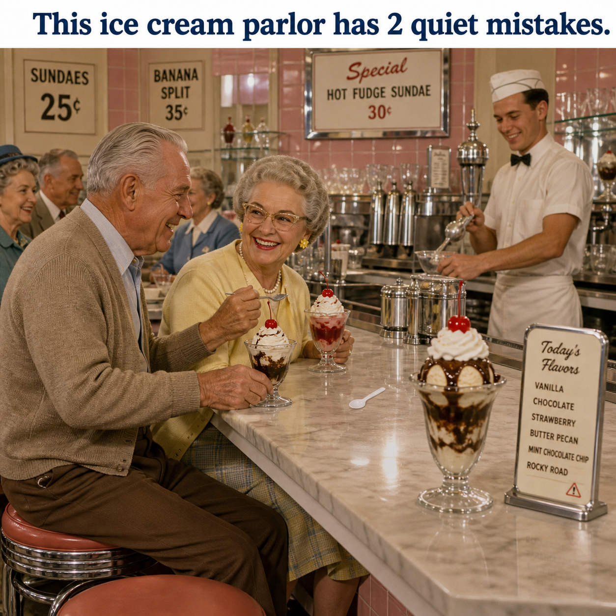 Answer: Two Modern Mistakes in the Ice Cream Parlor