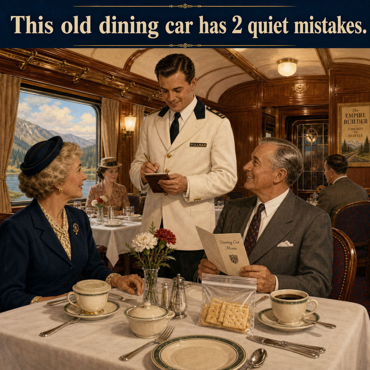 Answer: Two Modern Details in the 1950s Railroad Dining Car