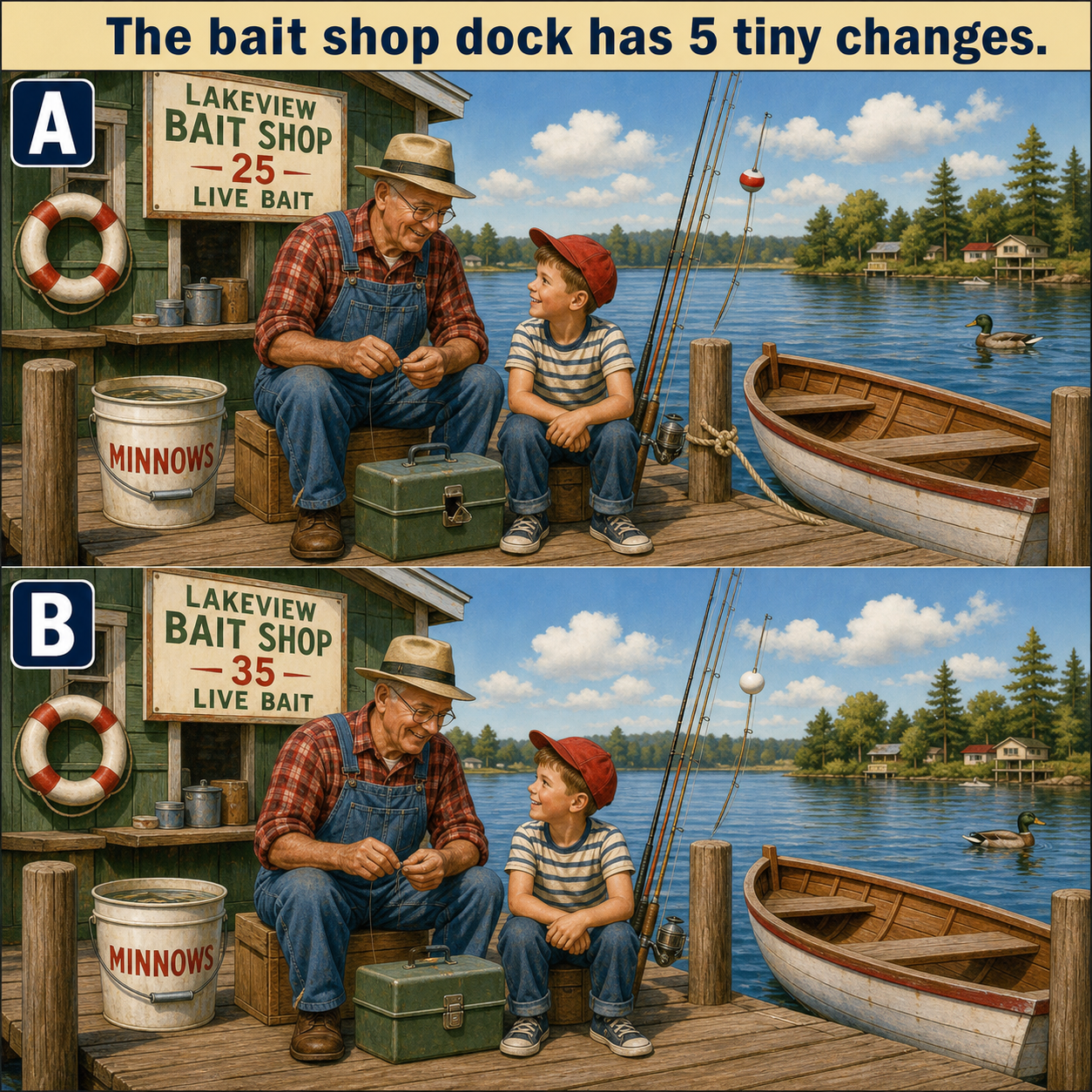 Answer: Five Differences at the Bait Shop Dock