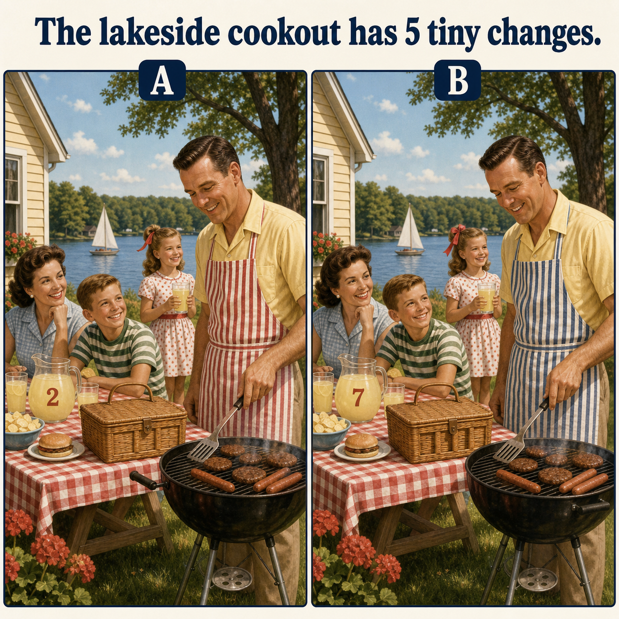 Answer: Five Differences at the Lakeside Family Barbecue