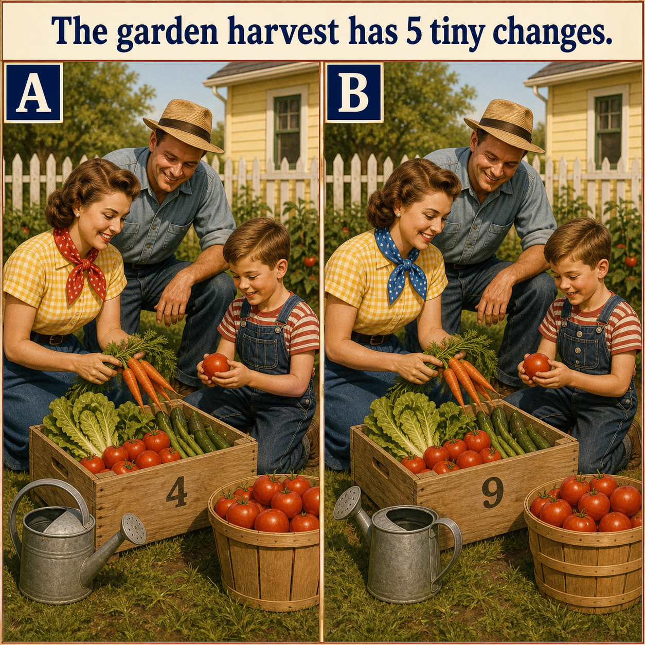 Answer: Five Differences in the Family Vegetable Garden