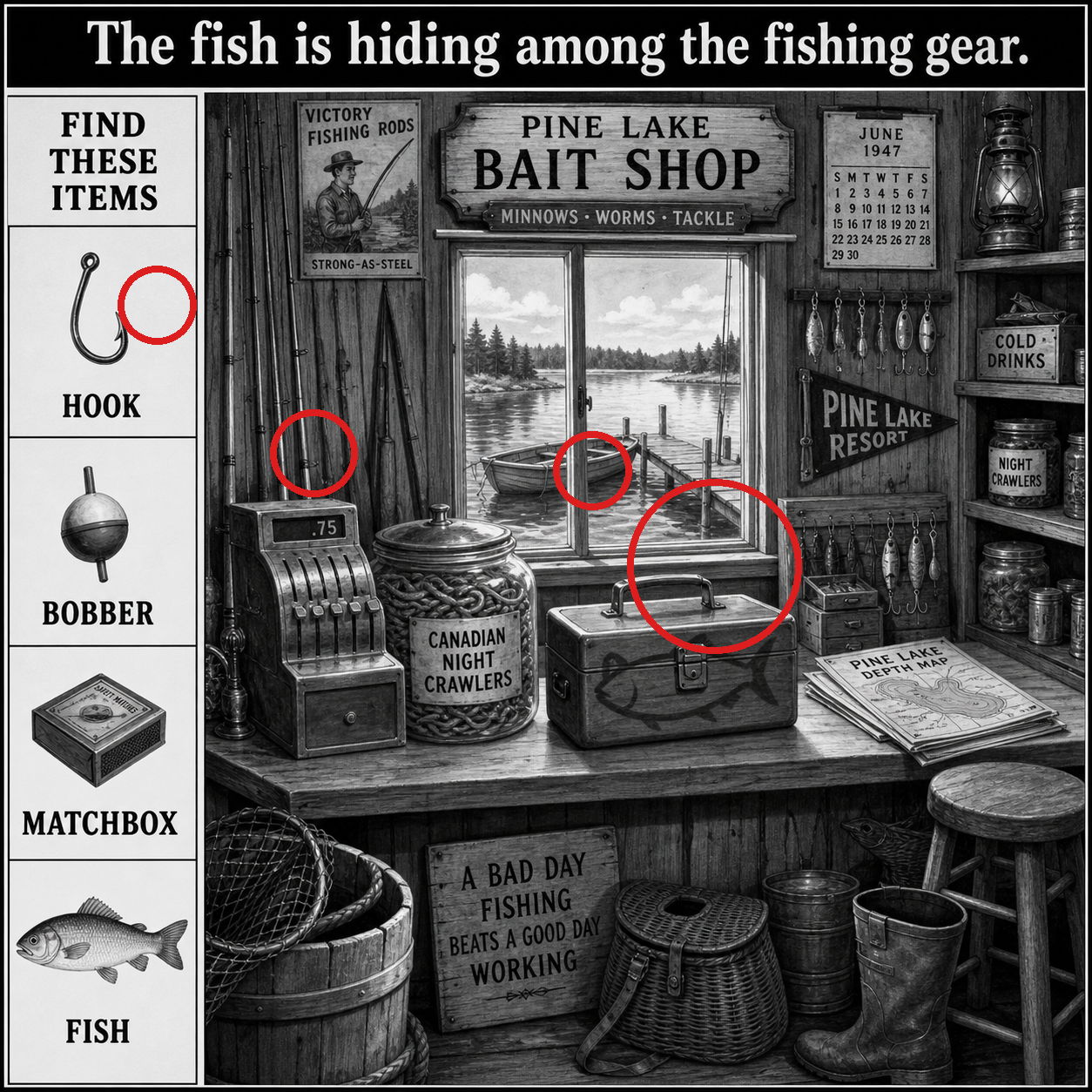 Answer: The Fish in the Bait Shop Puzzle answer image