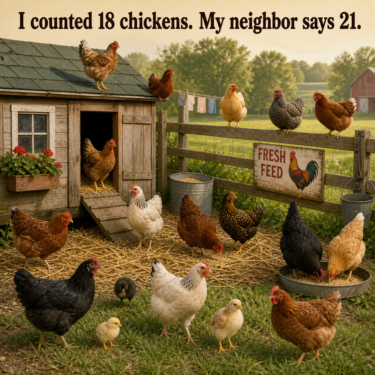 Answer: Counting the Chickens in the Farmyard