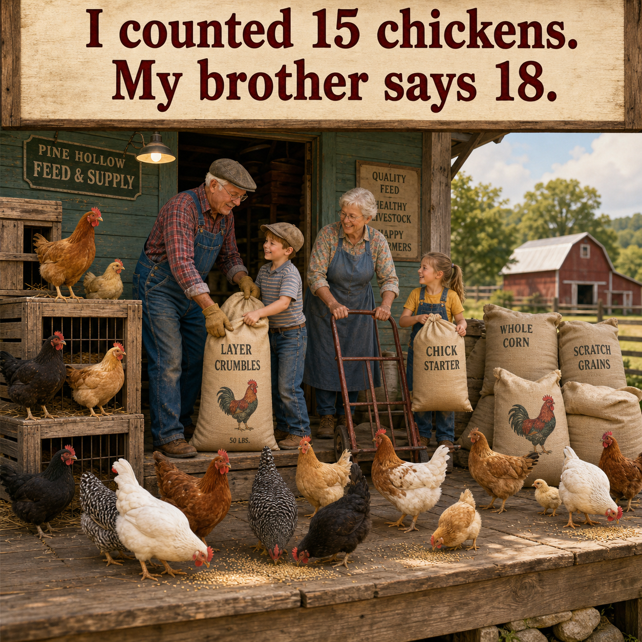 Answer: How Many Chickens Are at the Feed Store?