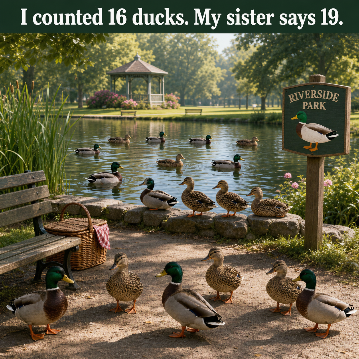 Answer: Counting the Ducks by the Pond