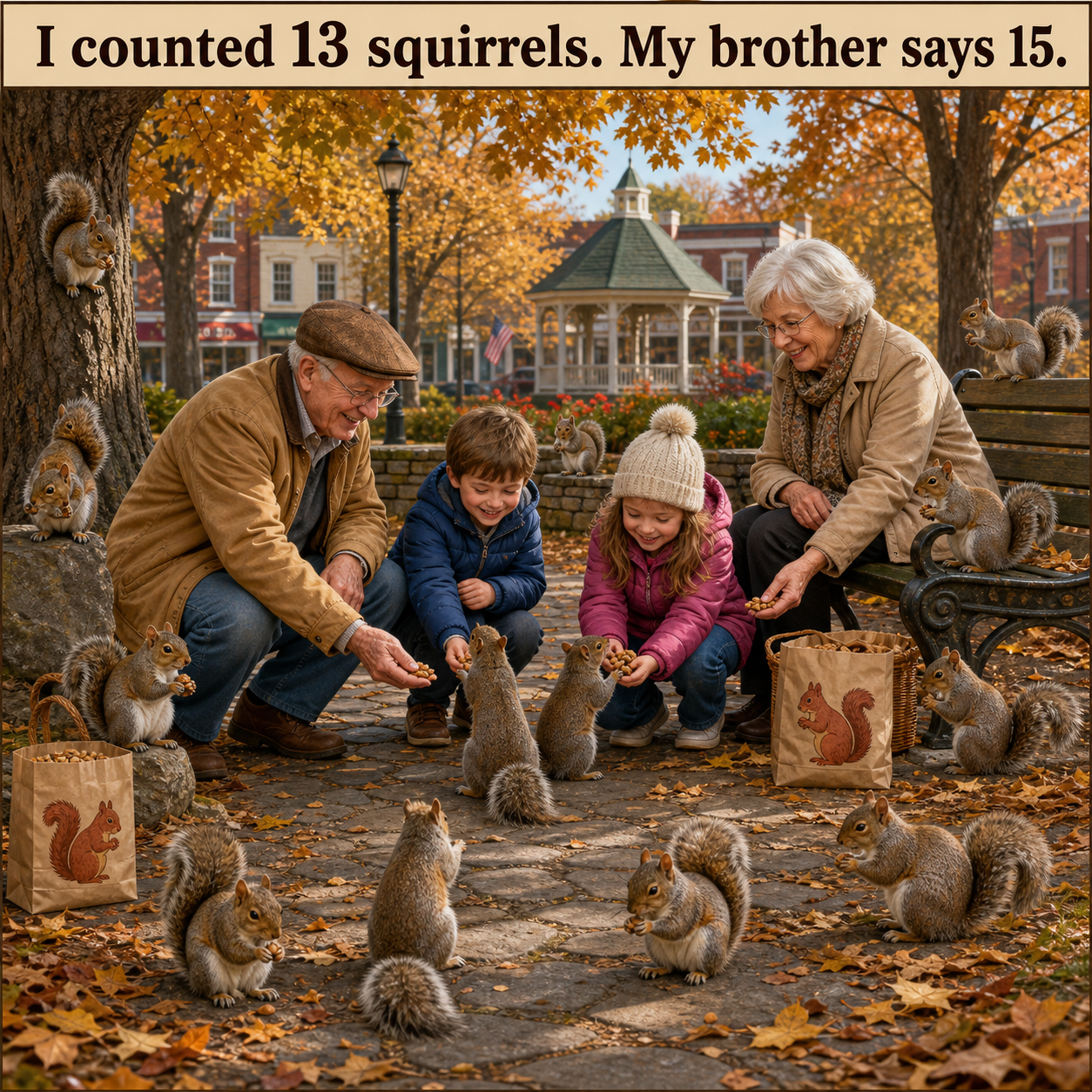 Answer: Counting the Real Squirrels in the Autumn Town Park