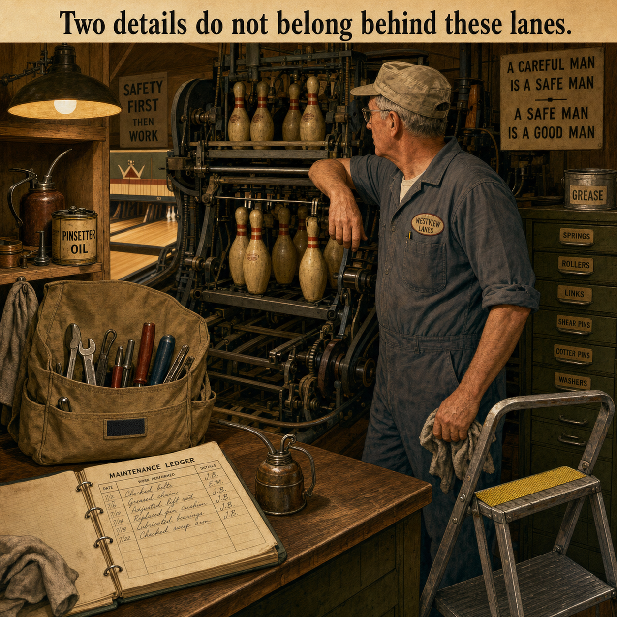 Answer: Two Mistakes in the Bowling Pinsetter Room
