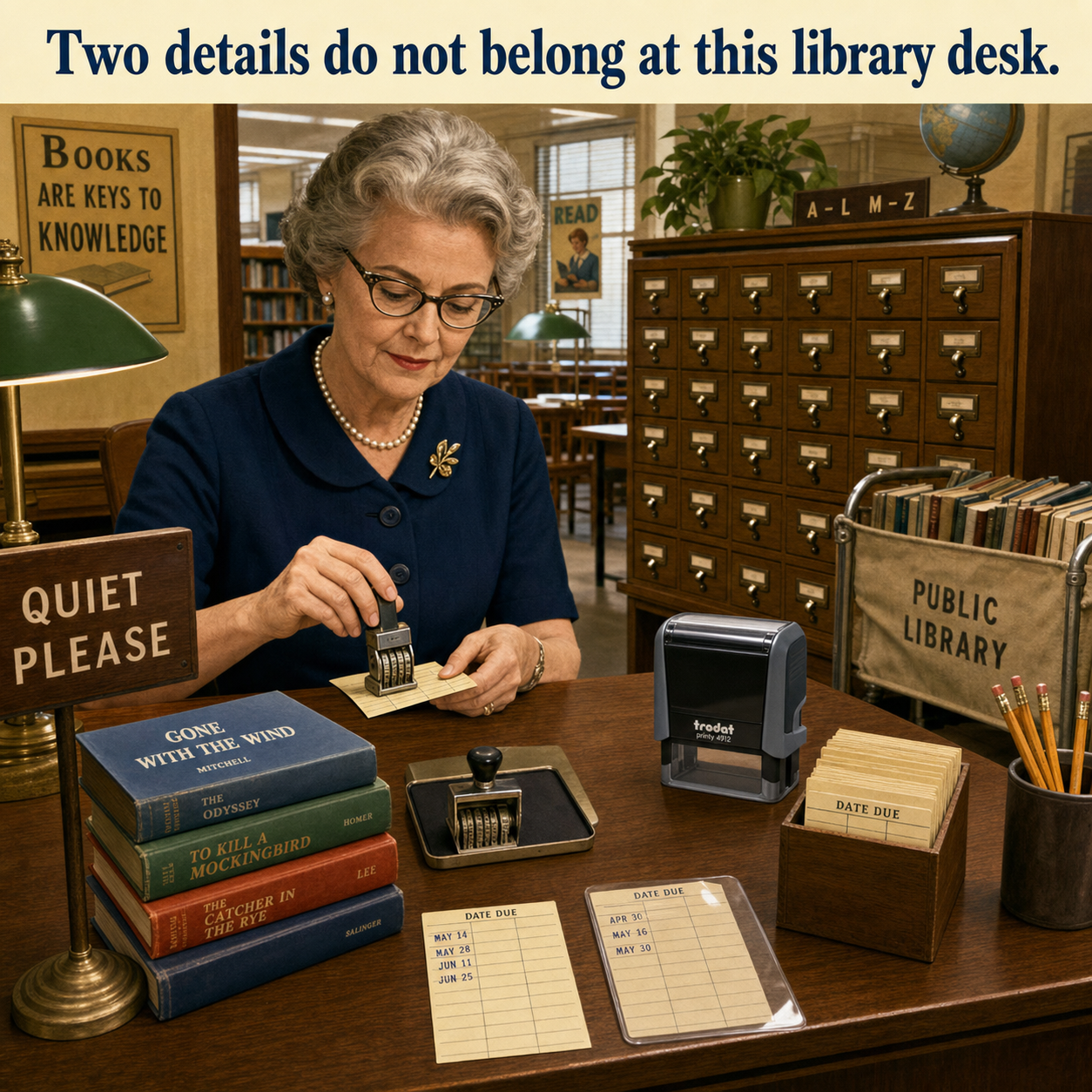 Answer: Two Mistakes at the Old Library Desk