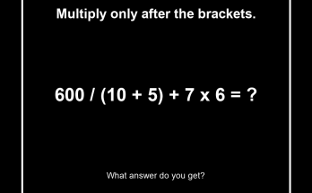 Answer: 600 Divided by (10 + 5) Plus 7 Times 6