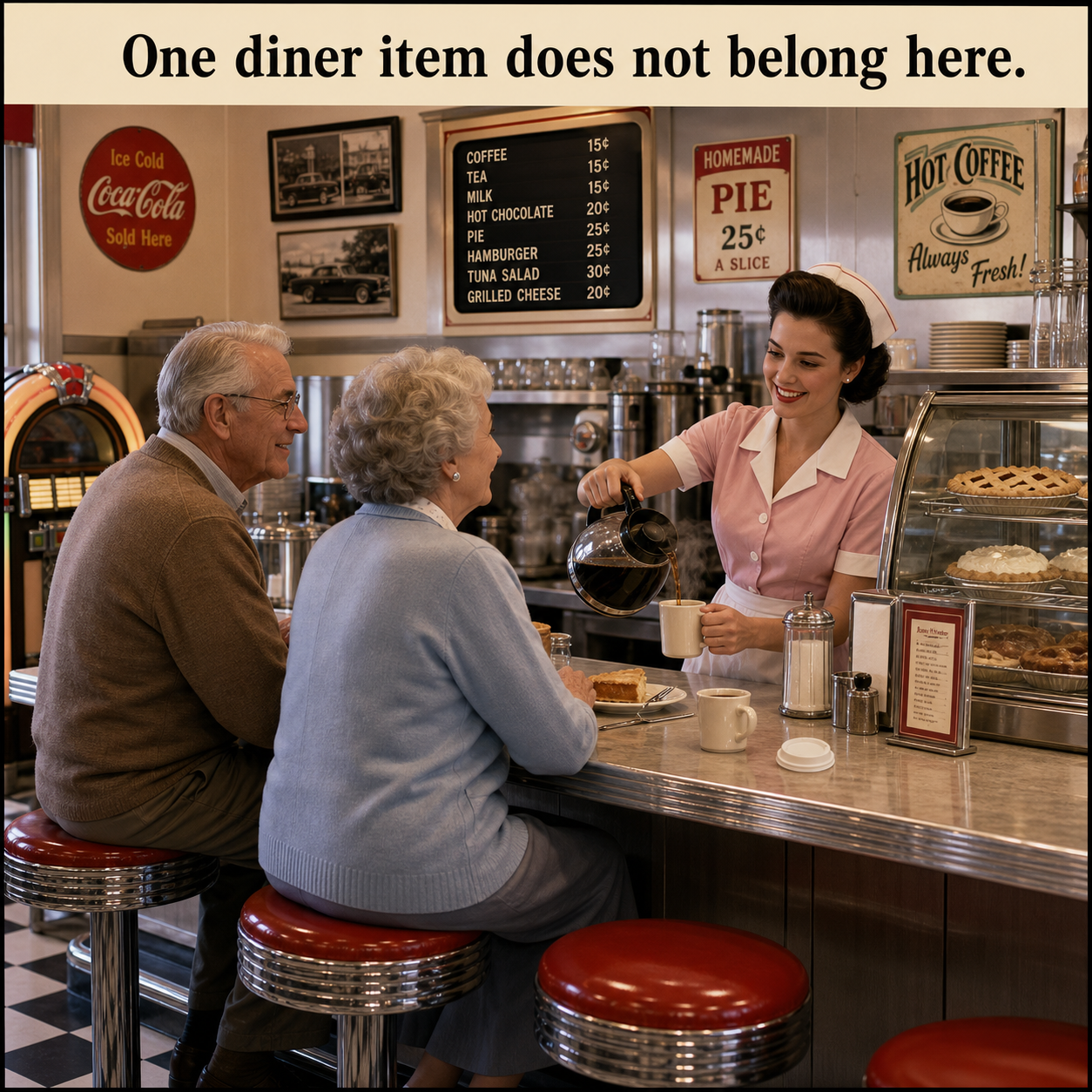 Answer: What Does Not Belong at the Diner Counter