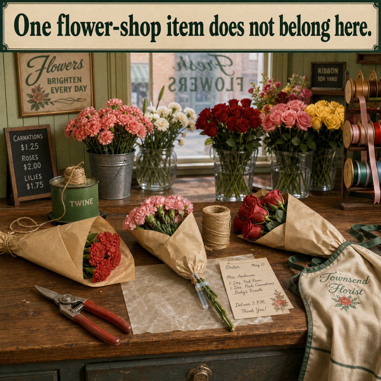 Answer: What Does Not Belong at the Flower Shop
