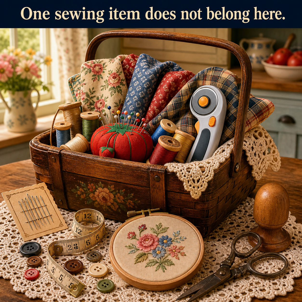 Answer: What Does Not Belong in the Sewing Basket