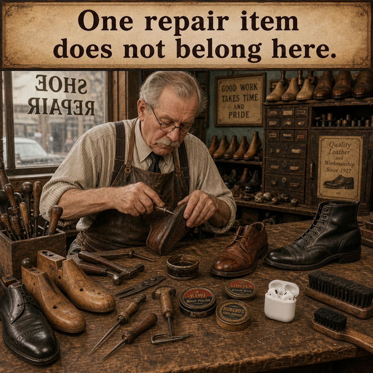 Answer: The Out-of-Place Shoe Repair Item