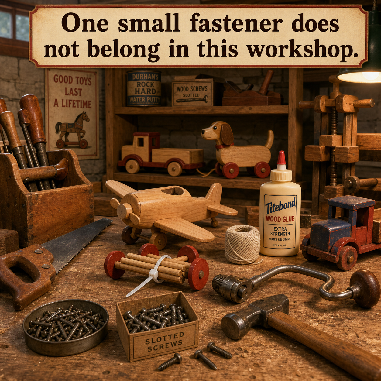 Answer: What Does Not Belong in the Wooden Toy Workshop