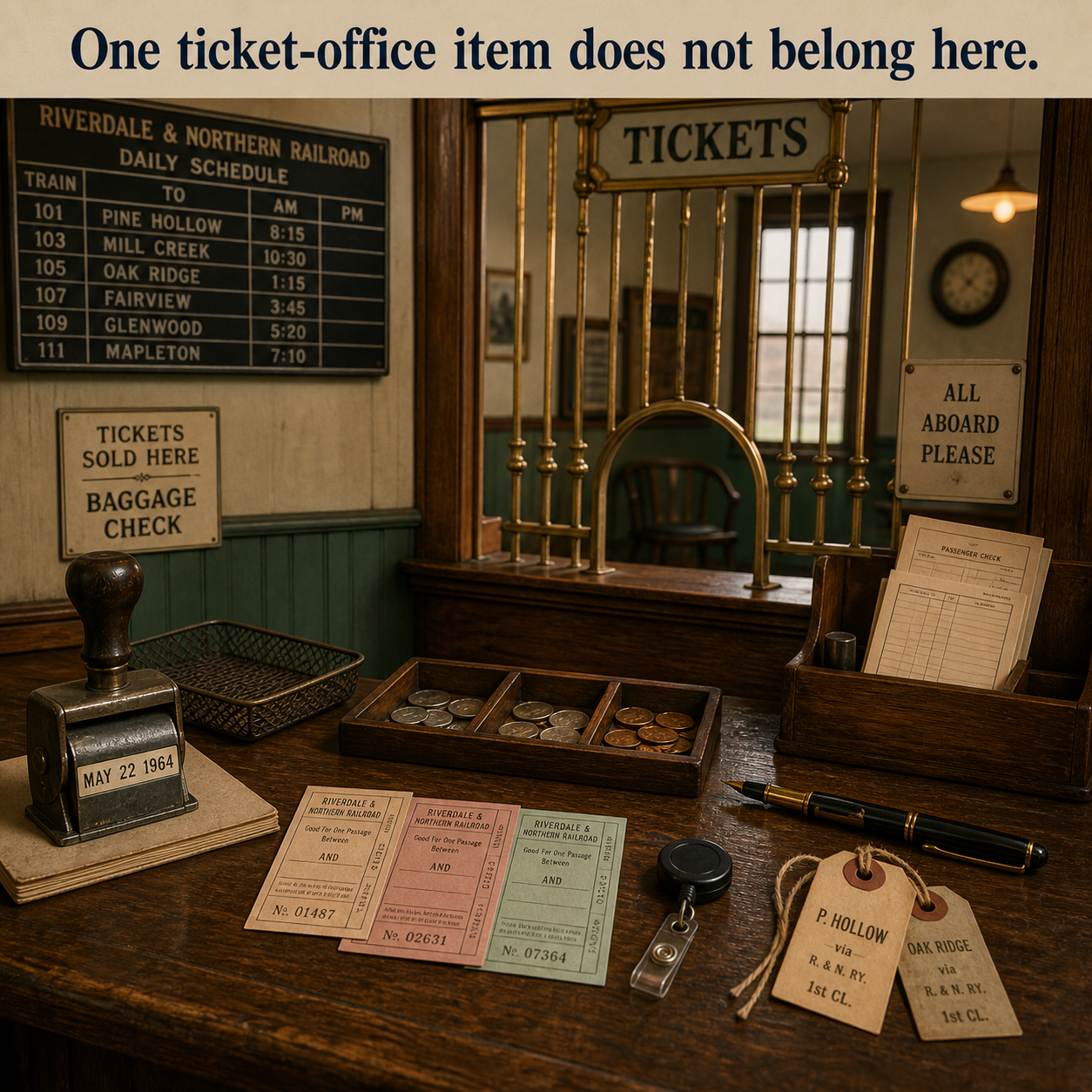 Answer: What Does Not Belong in the Train Ticket Office