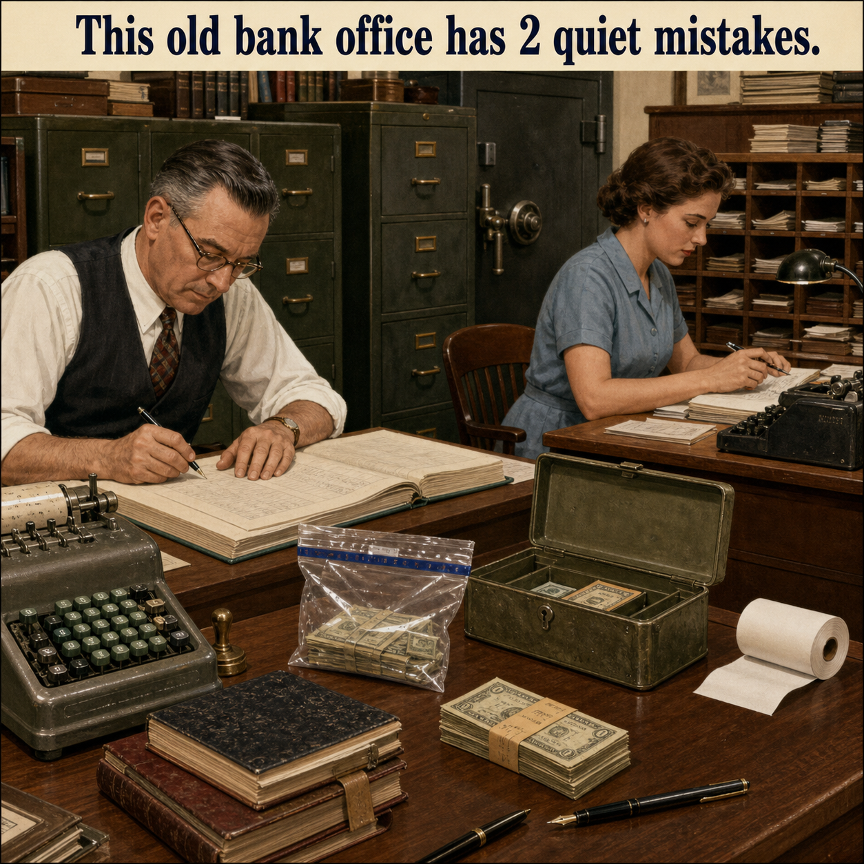 Answer: Two Modern Supplies in the 1950s Bank Back Office