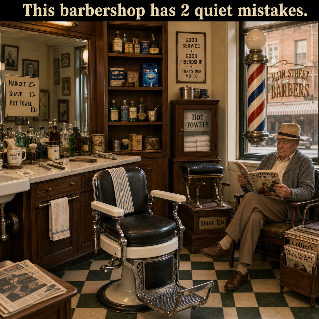 Answer: Two Modern Details in the Barbershop