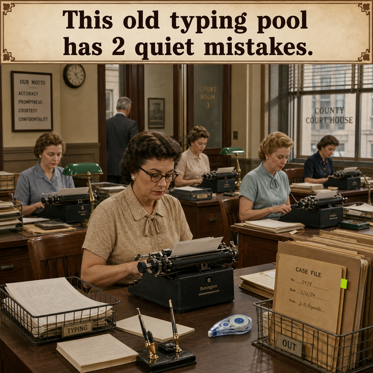 Answer: Two Modern Office Supplies in the Courthouse Typing Pool