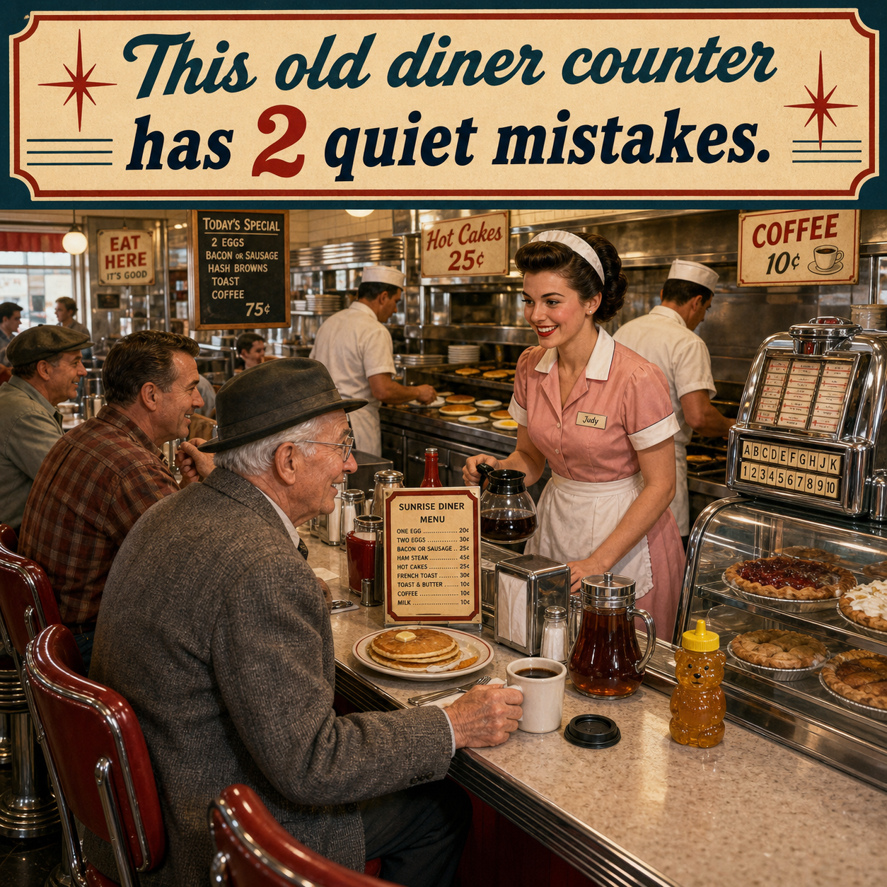 Answer: Two Modern Details at the Diner Counter