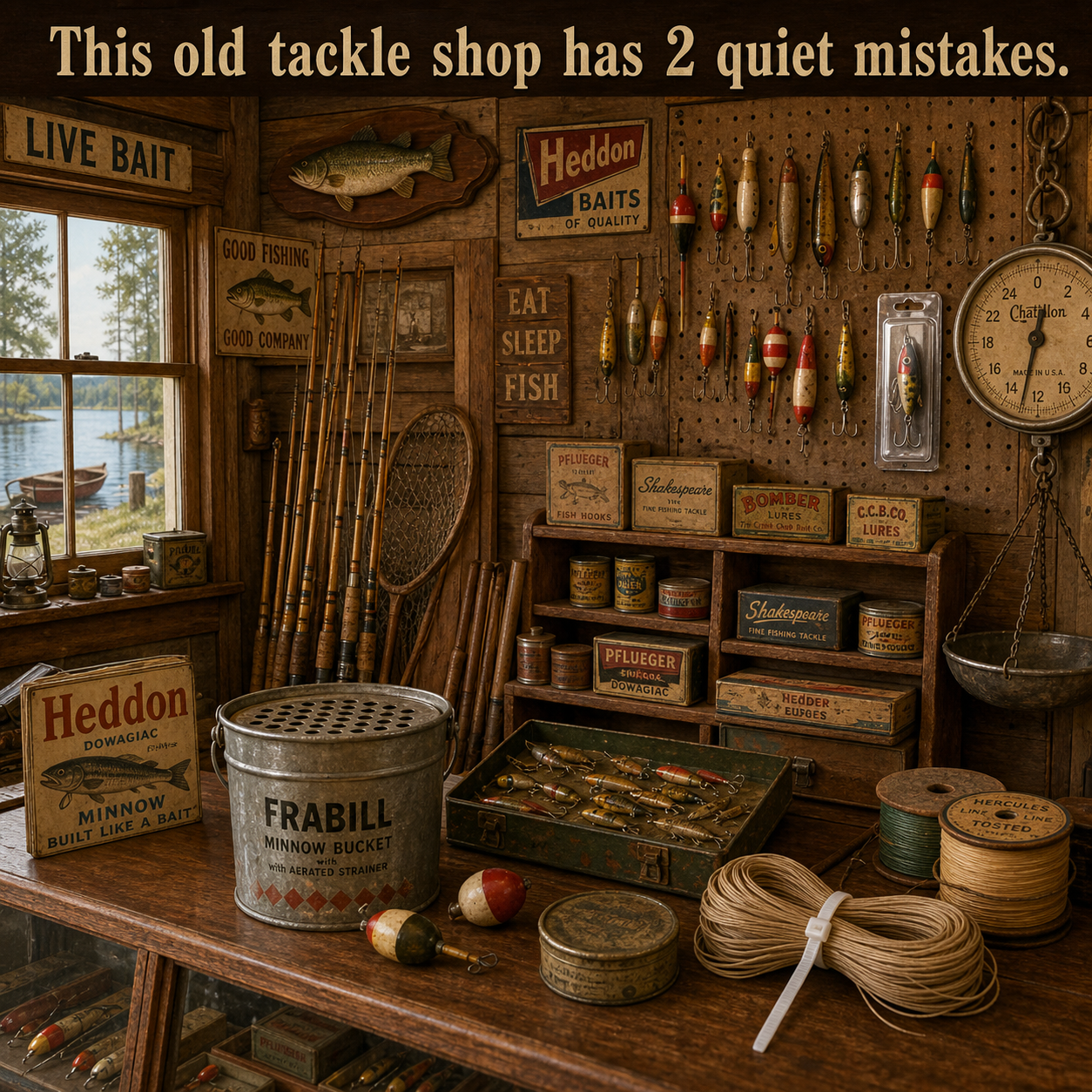 Answer: Two Mistakes in the Old Tackle Shop