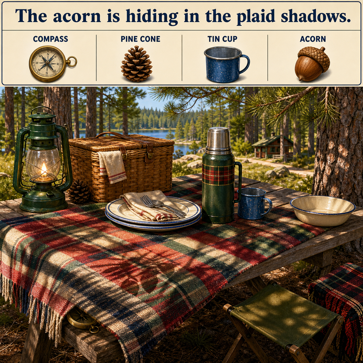 Answer: Four Hidden Objects on the Campground Picnic Table