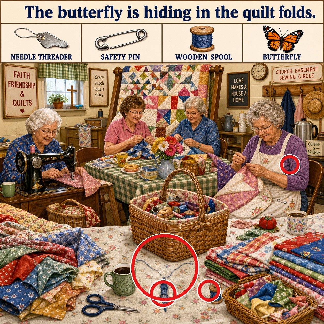 Answer: Four Hidden Objects at the Sewing Circle answer image