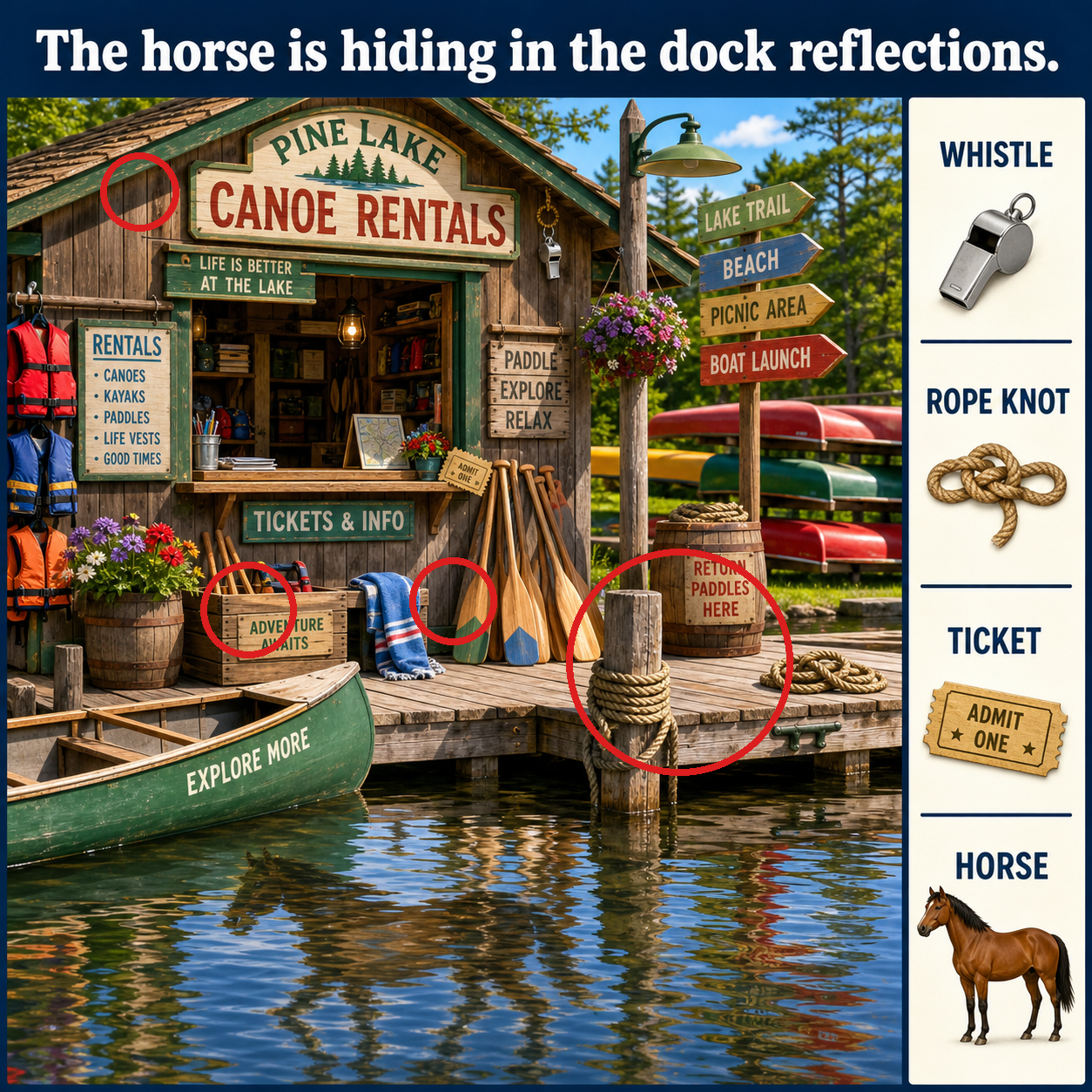 Answer: The Horse in the Canoe Dock Puzzle answer image
