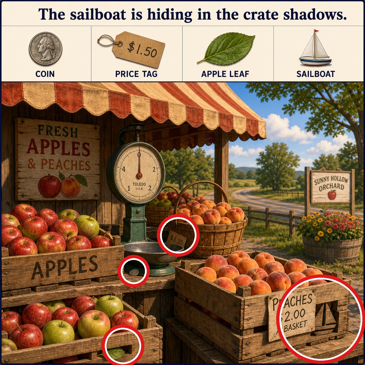 Answer: Four Hidden Objects at the Roadside Fruit Stand answer image