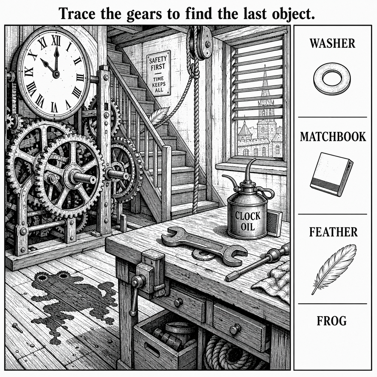 Answer: Four Hidden Objects in the Clock Tower