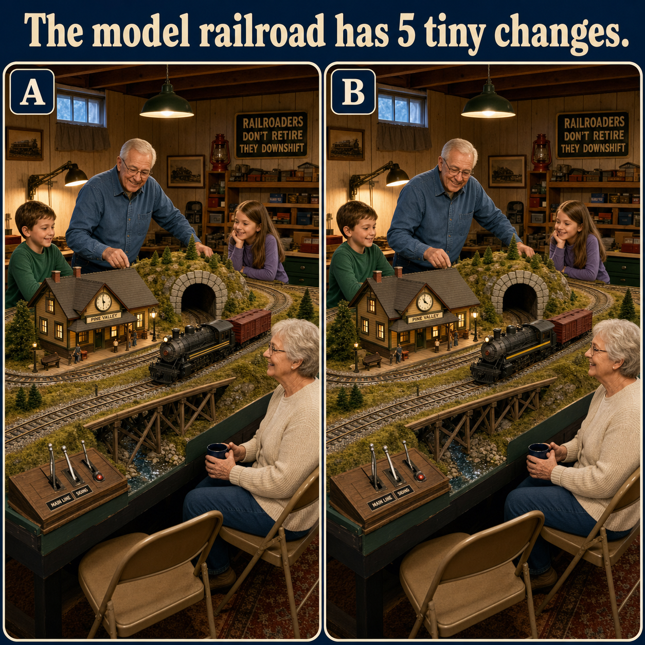 Answer: Five Differences in the Model Railroad
