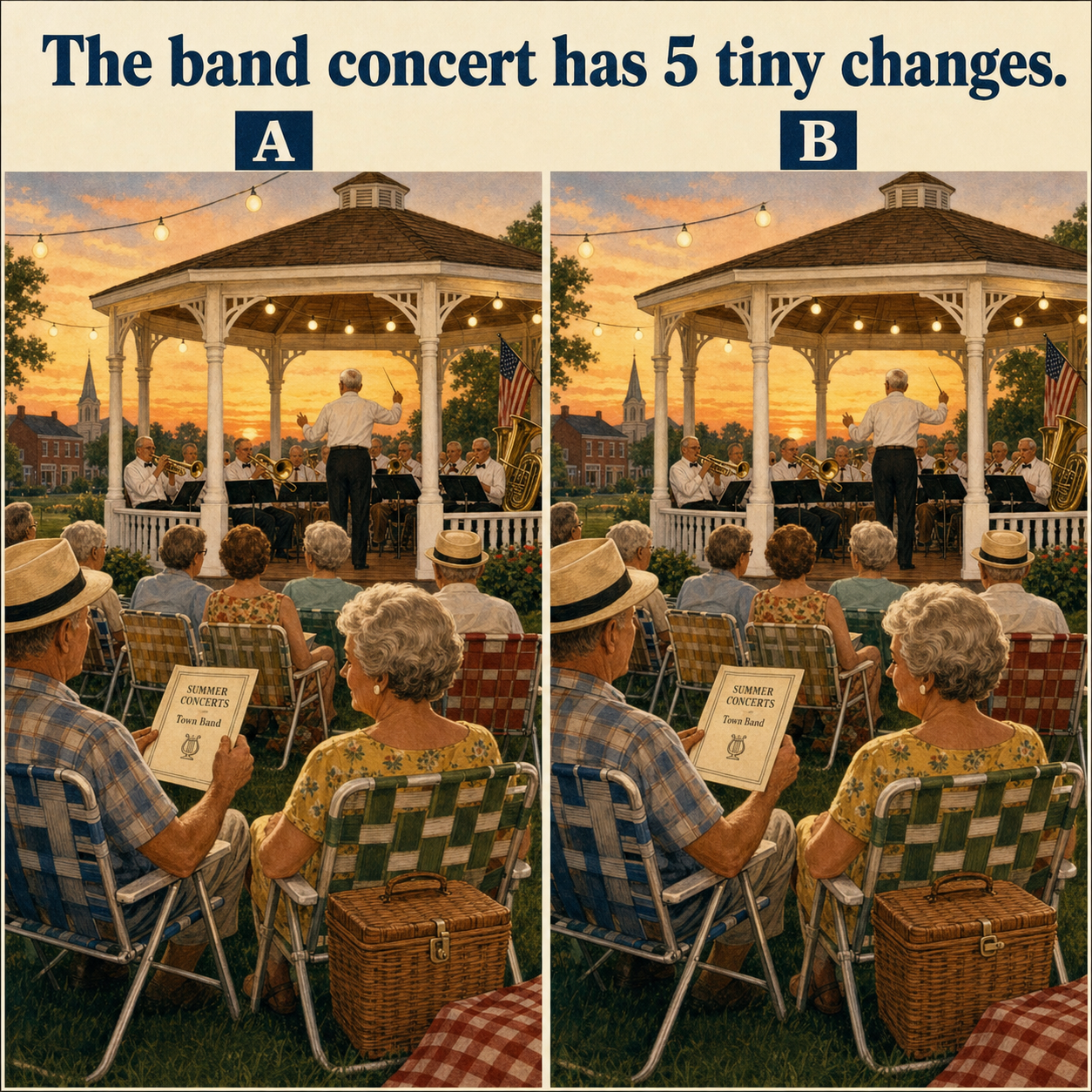 Answer: Five Differences at the Town Band Concert