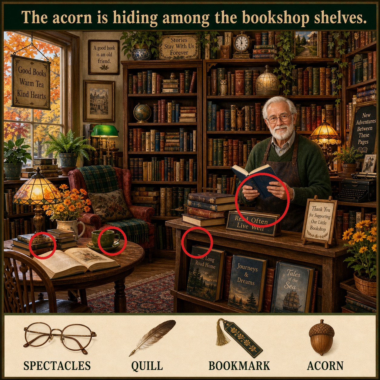 Answer: The Acorn in the Autumn Bookshop answer image